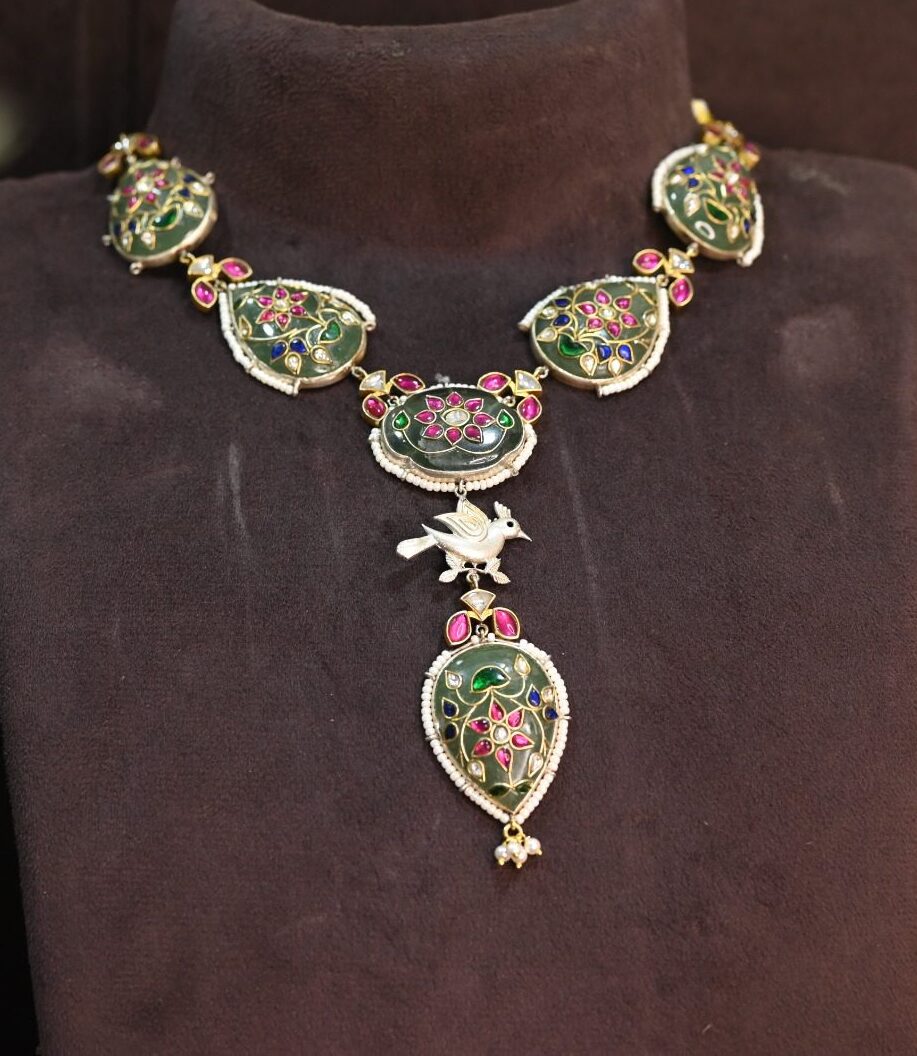 Royal Bloom Enamel Necklace in 925 Silver