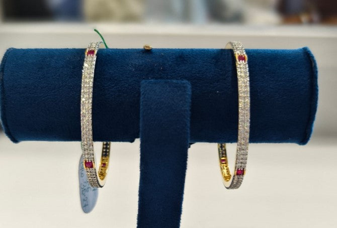 Exquisite AD studded 925 silver heavy bangles