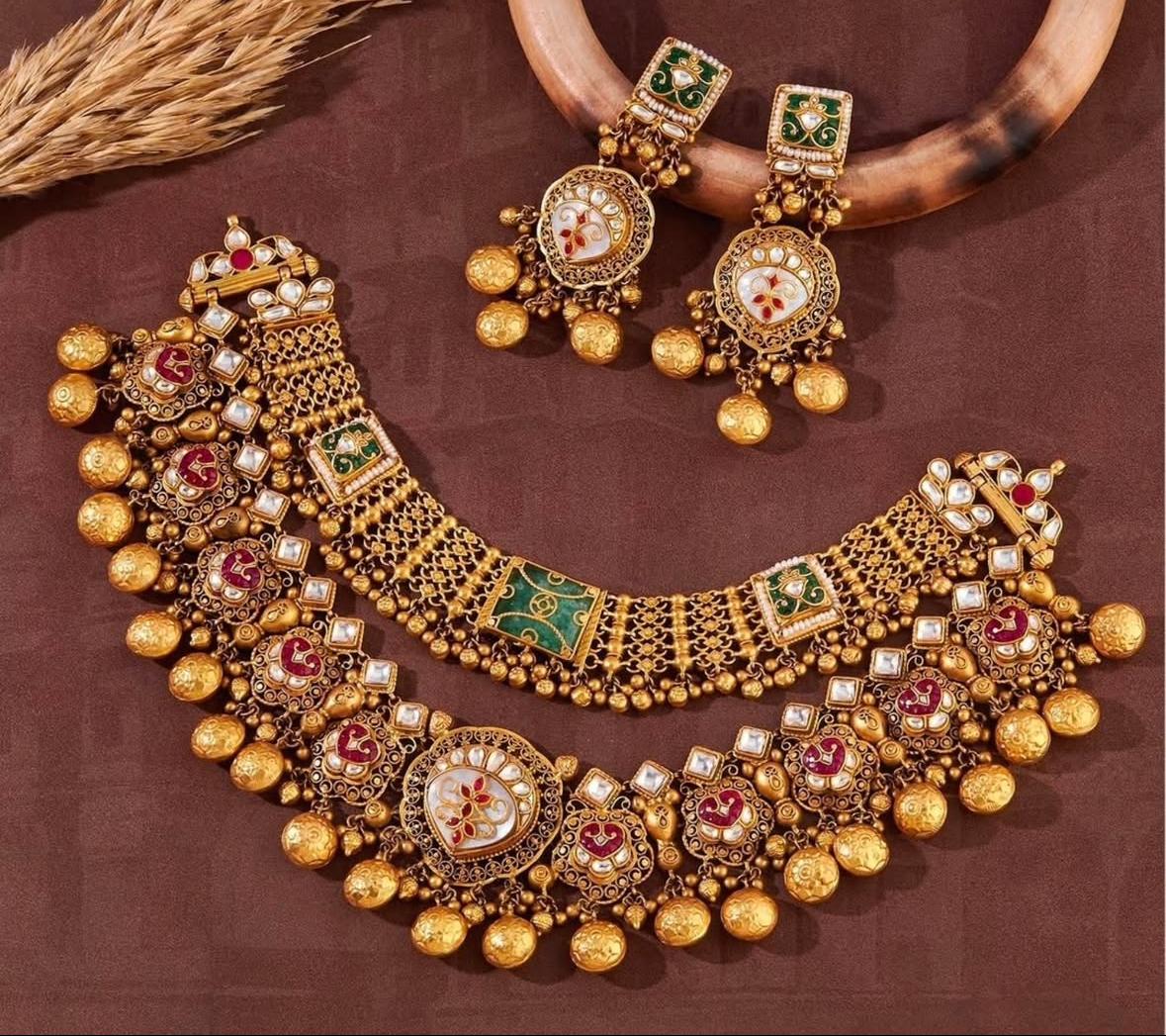 “Rajmohini” Necklace & Jhumka Set – Gold Plated 925 Silver