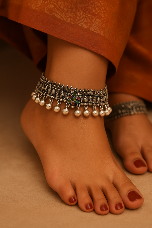 Fine heavy bridal anklets 925 silver