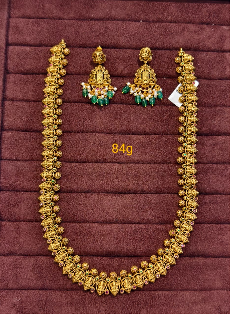 925 silver Antique Gold Temple Ball Necklace Set