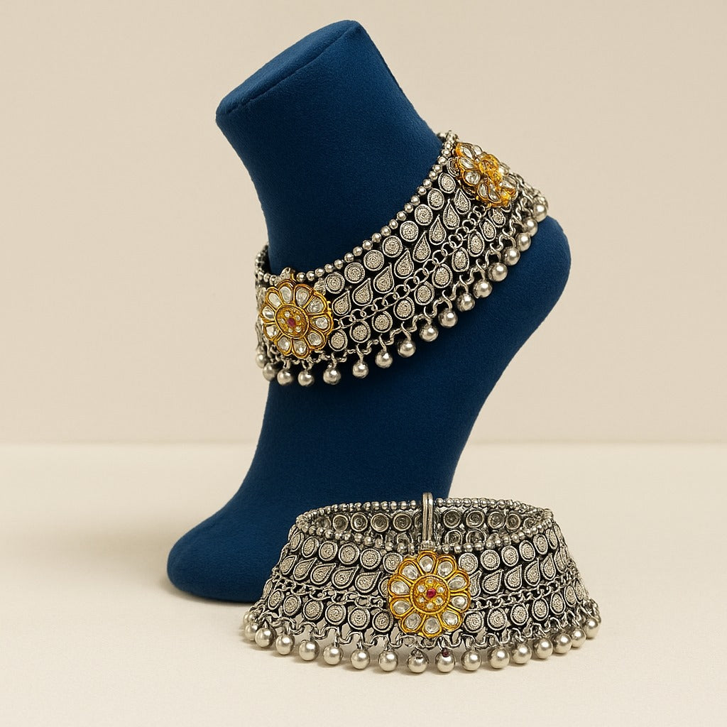 Fine Heavy bridal anklets 925 silver